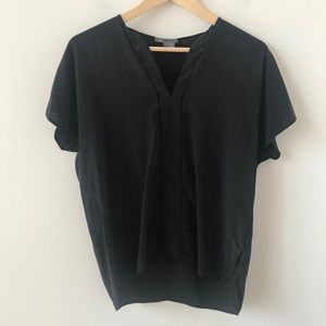 Vince black silk short sleeved top